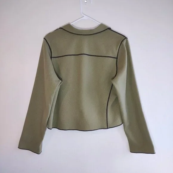 Vintage beppa Wool Jacket Olive Green Abstract Floral Boho Artsy Retro Small - Picture 5 of 8